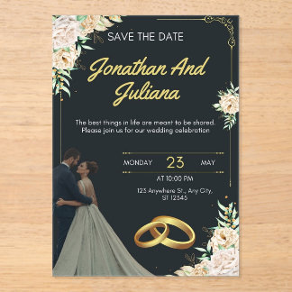 elegant floral wedding Acrylic invitation card