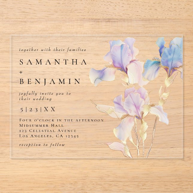 Elegant Floral Wedding Acrylic Invitations (Front)