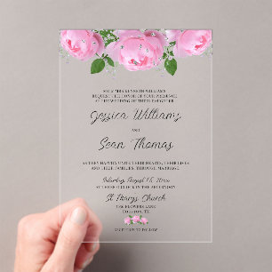 Elegant Floral Wedding Acrylic Invitations