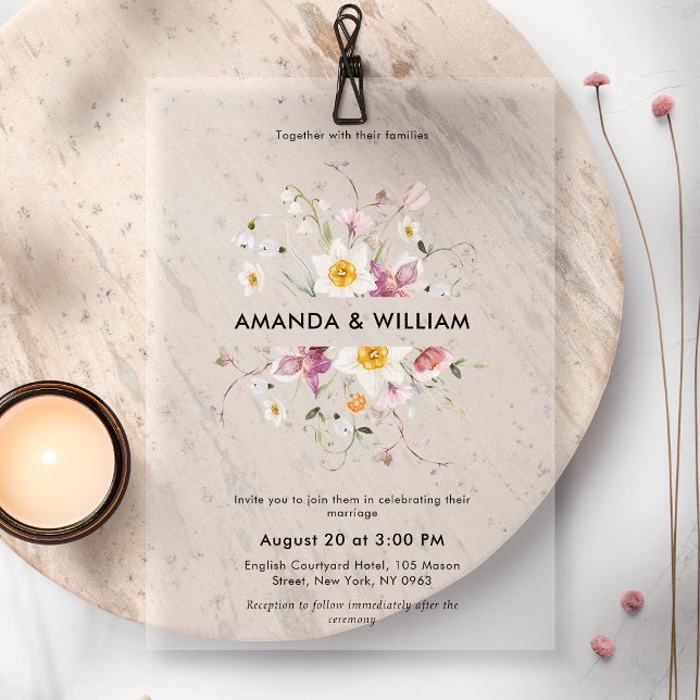 Elegant Floral Wedding Acrylic Invitations (Creator Uploaded)