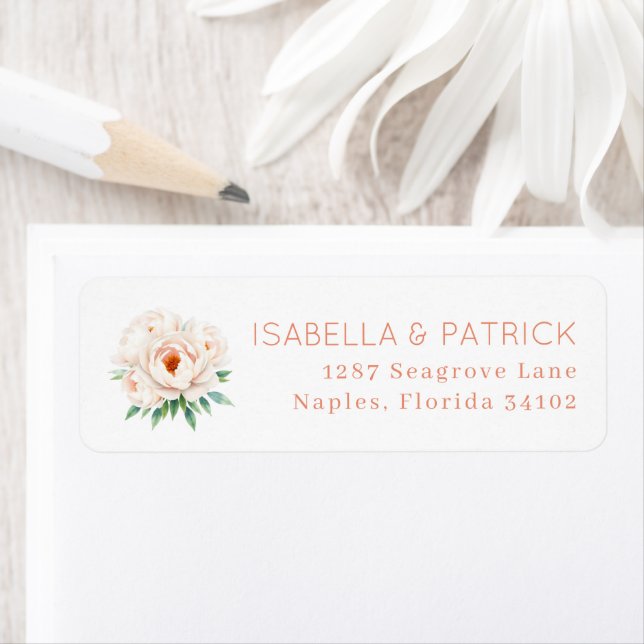 Elegant Floral Wedding Address Label (En situation)