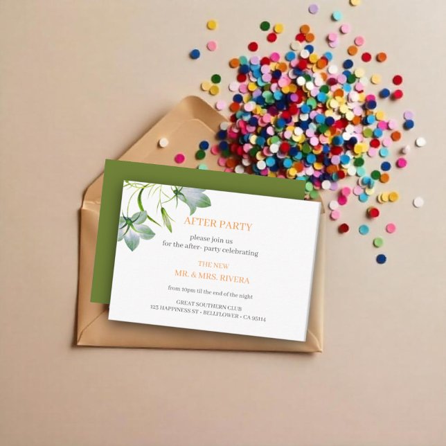 Elegant Floral Wedding  After Party Enclosure Card (Creator Uploaded)