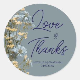Elegant Floral Wedding Classic Round Sticker