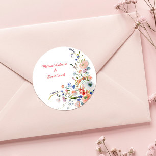 Elegant Floral Wedding Classic Round Sticker