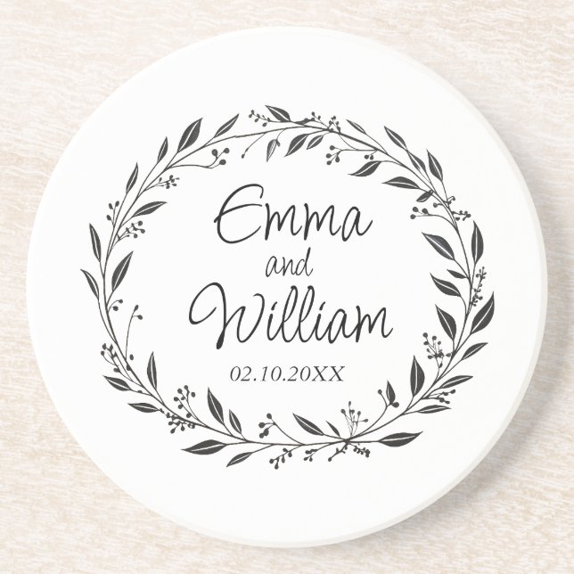 Elegant floral wedding coaster (Front)