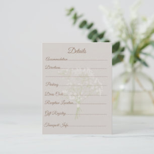 Elegant Floral Wedding Details, Guest Information Postcard