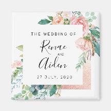Elegant floral wedding favour magnet, wedding