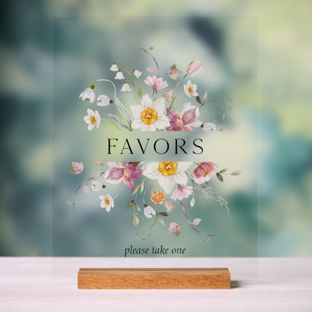 Elegant Floral Wedding Favour Sign (Neutral)
