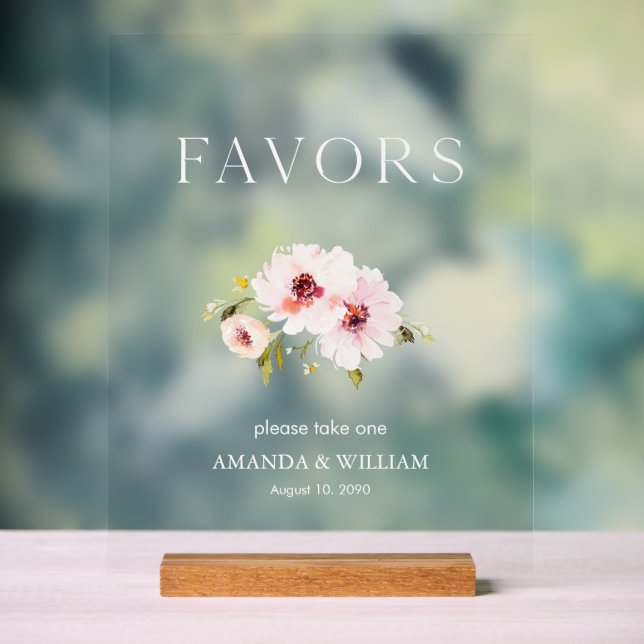 Elegant Floral Wedding Favour Sign (Neutral)
