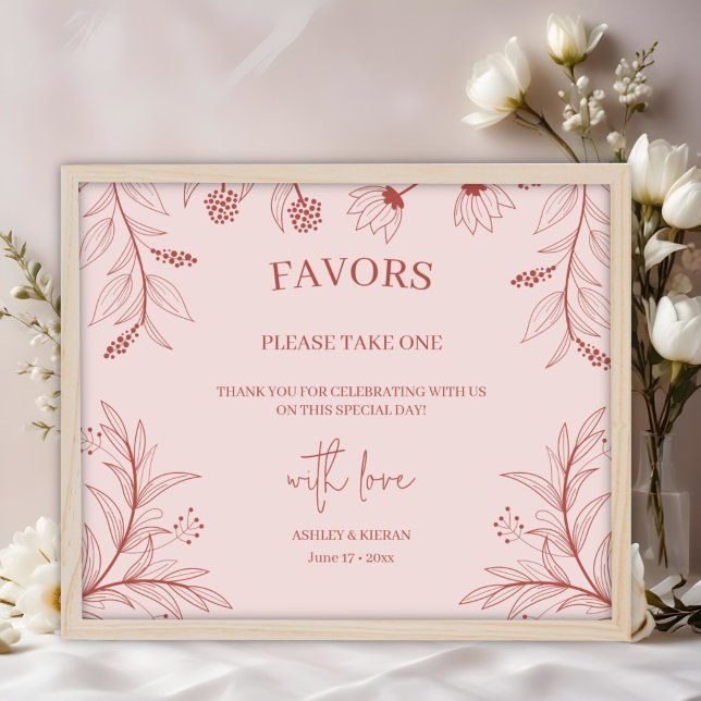 Elegant Floral Wedding Favours Sign  (Creator Uploaded)