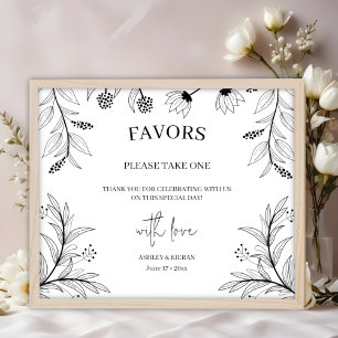Elegant Floral Wedding Favours Sign 
