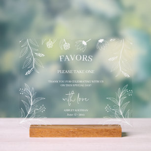 Elegant Floral Wedding Favours Sign 