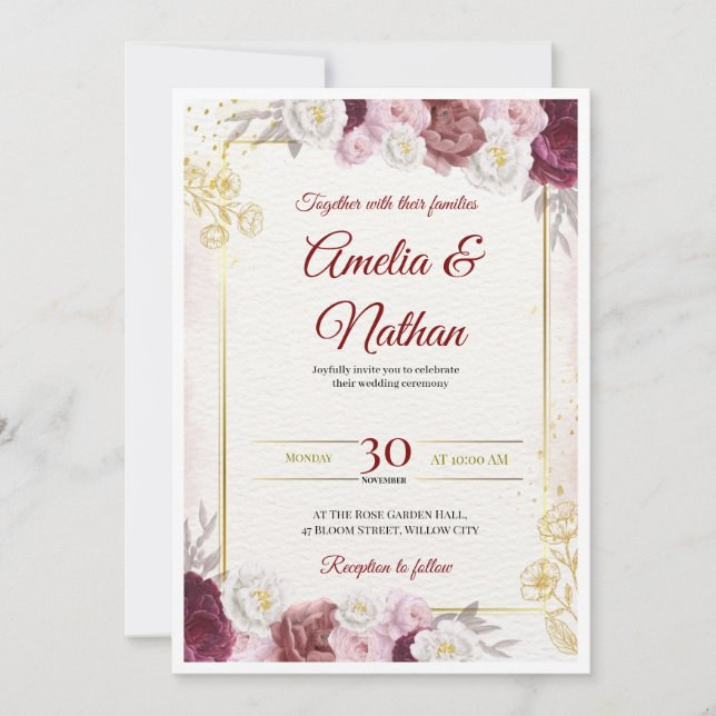 Elegant Floral Wedding Invitation (Front)