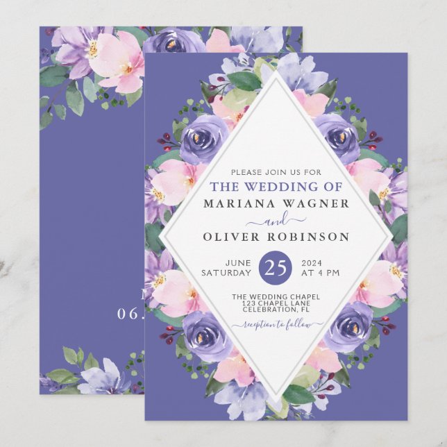 Elegant Floral Wedding Invitation (Front/Back)