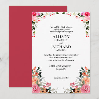 Elegant Floral Wedding Invitation