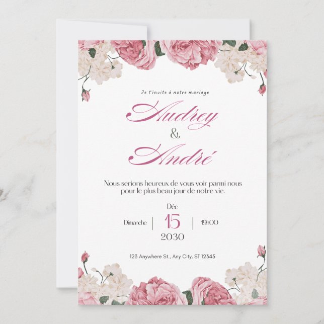Elegant Floral Wedding Invitation (Front)