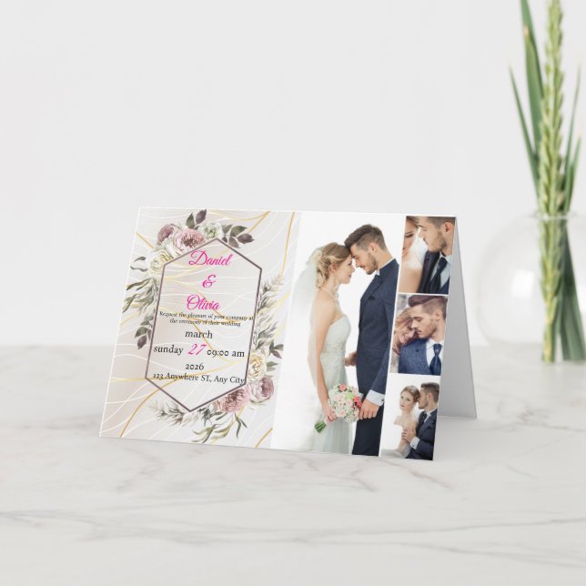 Elegant Floral Wedding  Invitation (Front)