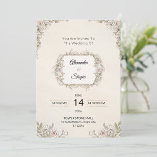 Elegant Floral Wedding Invitation