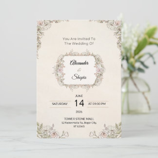 Elegant Floral Wedding Invitation
