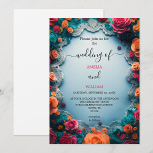 Elegant Floral Wedding Invitation