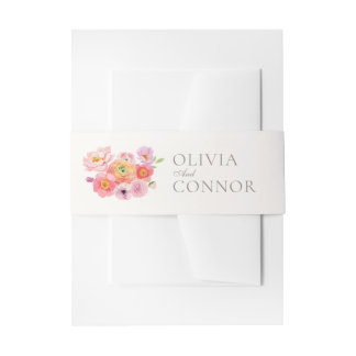 Elegant Floral Wedding Invitation Band Invitation Belly Band