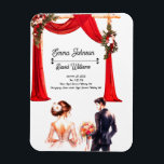 Elegant Floral Wedding Invitation Card – Romantic  Magnet<br><div class="desc">Celebrate love with this elegant floral wedding invitation card featuring a romantic bride and groom design. Perfect for couples who want a timeless and stylish wedding invite, beautifully decorated with soft pink flowers and delicate details. Ideal for weddings, engagements, bridal showers, and anniversaries. Customize with your names, date, and venue...</div>