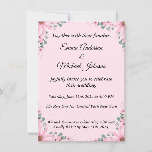 Elegant Floral Wedding Invitation | Customizable (Front)