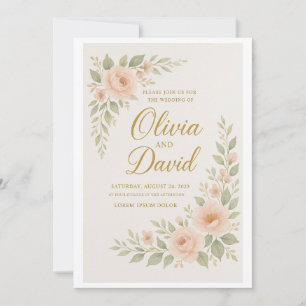 "Elegant Floral Wedding Invitation Customizable