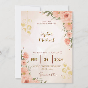 Elegant Floral Wedding Invitation   Customizable T