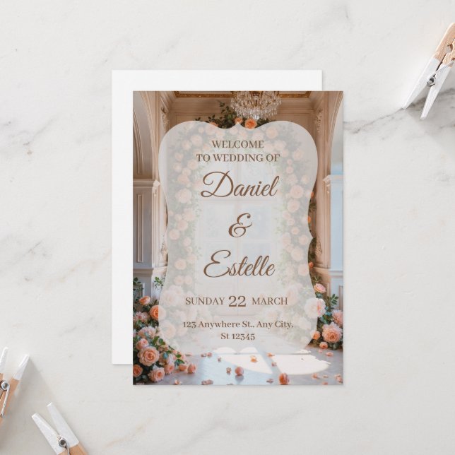 Elegant Floral Wedding Invitation | Editable Weddi (Devant/Arrière en situation)