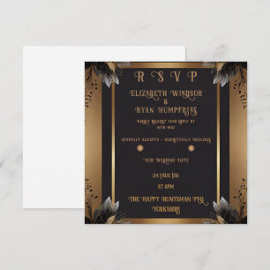  Elegant Floral Wedding Invitation Gold & Silver 