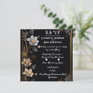 Elegant Floral Wedding Invitation Gold & Silver