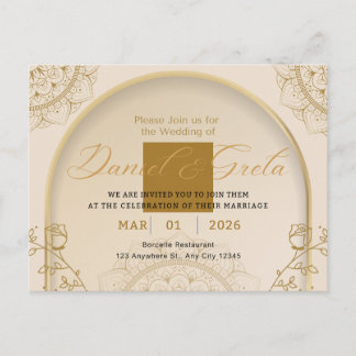 Elegant Floral Wedding Invitation Postcard
