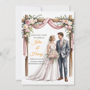 Elegant Floral Wedding Invitation Romantic Garde