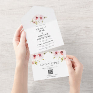 Elegant Floral Wedding Invitation & RSVP Set