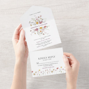 Elegant Floral Wedding Invitation & RSVP Set