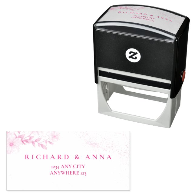 Elegant Floral Wedding Invitation Self-inking Stamp (In Situ)