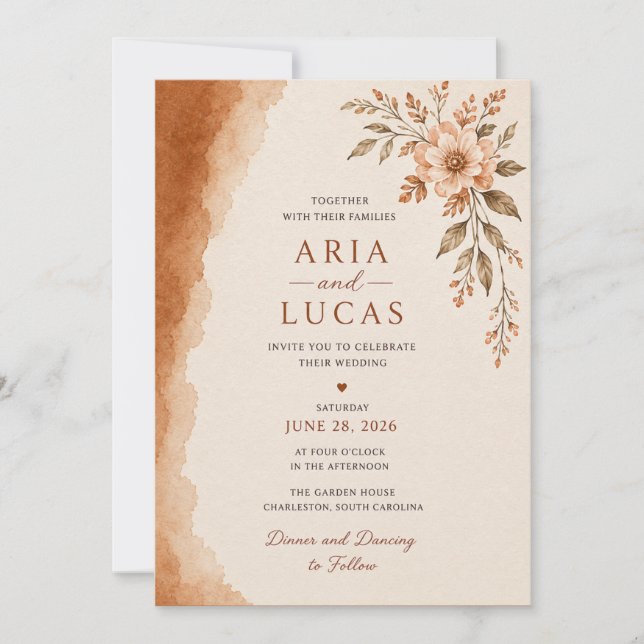 Elegant Floral Wedding Invitation Template (Front)