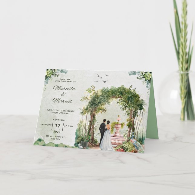 Elegant Floral Wedding Invitation Template (Front)