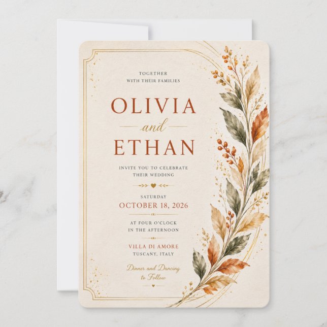 Elegant Floral Wedding Invitation Template (Front)