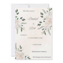 Elegant Floral Wedding Invitation - White