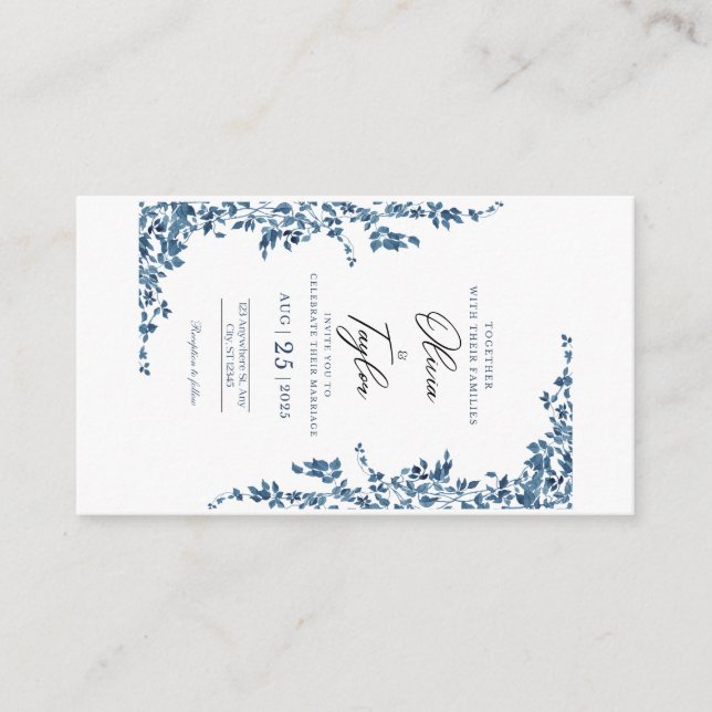 Elegant Floral Wedding Invitation with Gold (Front)