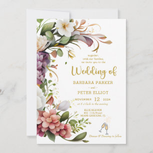 Elegant Floral Wedding invitation with Gold Theme