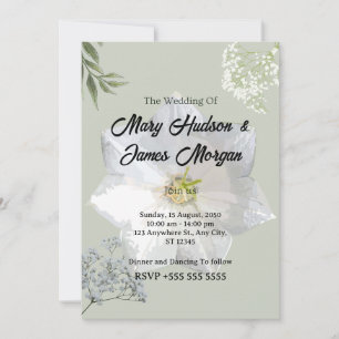  Elegant Floral Wedding Invitation with White Call