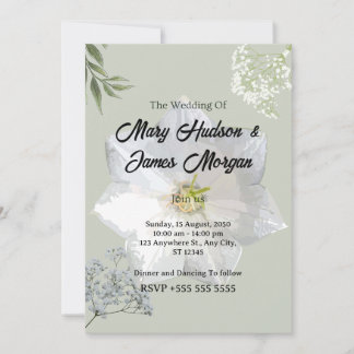  Elegant Floral Wedding Invitation with White Call