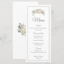 Elegant Floral Wedding Menu – Cream & Sage Green S