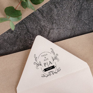 Elegant Floral Wedding Monogram  Rubber Stamp
