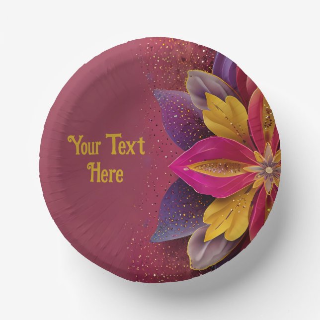 Elegant Floral Wedding  Paper Plate (Front)