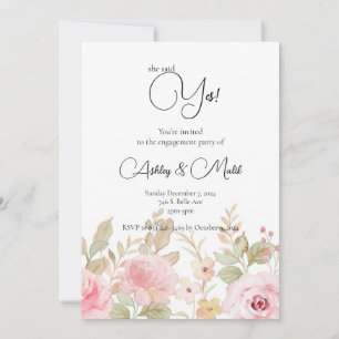 Elegant Floral Wedding Personalized Engagement Invitation