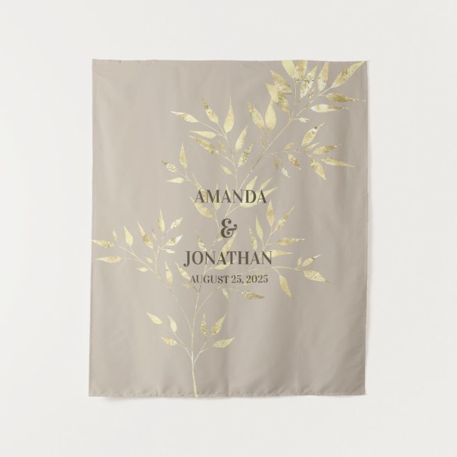 Elegant Floral Wedding Photo Booth Backdrop Tapestry (Front)